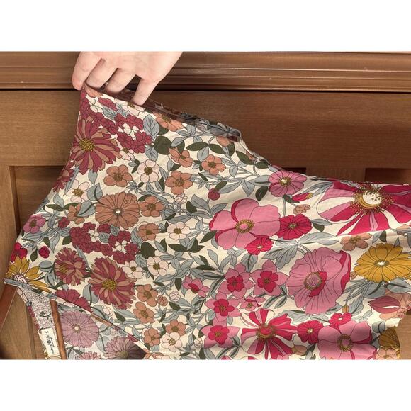 Natural Life Easy V-Neck Short Sleeve Top Pink Mustard Floral Women’s size Small - Picture 4 of 12